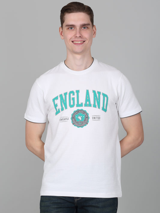 T-Shirt for Men | Breathable & Soft with Color Fastness Regular Fit Round Neck Poly Cotton Fabric Printed Pattern