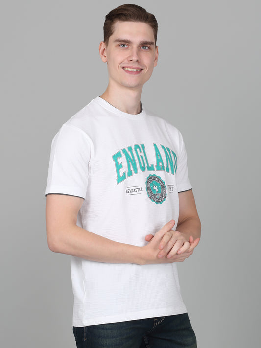 T-Shirt for Men | Breathable & Soft with Color Fastness Regular Fit Round Neck Poly Cotton Fabric Printed Pattern