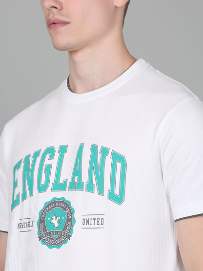 T-Shirt for Men | Breathable & Soft with Color Fastness Regular Fit Round Neck Poly Cotton Fabric Printed Pattern