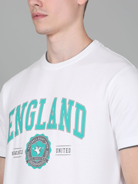 T-Shirt for Men | Breathable & Soft with Color Fastness Regular Fit Round Neck Poly Cotton Fabric Printed Pattern