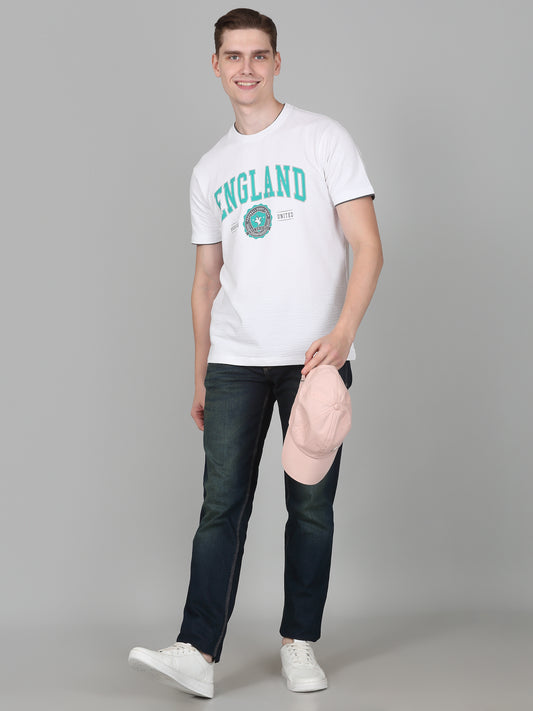 T-Shirt for Men | Breathable & Soft with Color Fastness Regular Fit Round Neck Poly Cotton Fabric Printed Pattern