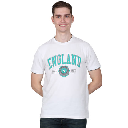 T-Shirt for Men | Breathable & Soft with Color Fastness Regular Fit Round Neck Poly Cotton Fabric Printed Pattern