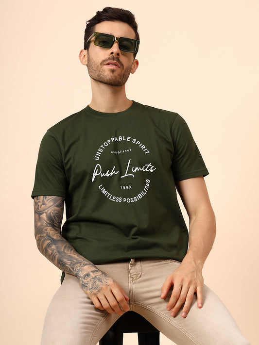 T-Shirt for Men | Breathable & Soft with Color Fastness Regular Fit Round Neck Poly Cotton Fabric Printed Pattern