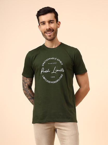 T-Shirt for Men | Breathable & Soft with Color Fastness Regular Fit Round Neck Poly Cotton Fabric Printed Pattern