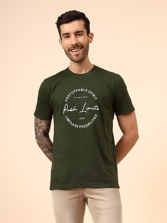 T-Shirt for Men | Breathable & Soft with Color Fastness Regular Fit Round Neck Poly Cotton Fabric Printed Pattern