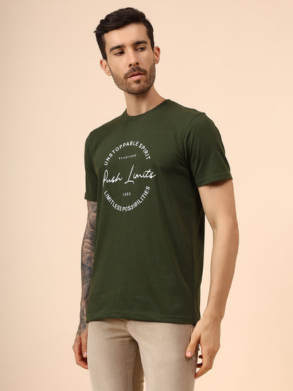 T-Shirt for Men | Breathable & Soft with Color Fastness Regular Fit Round Neck Poly Cotton Fabric Printed Pattern