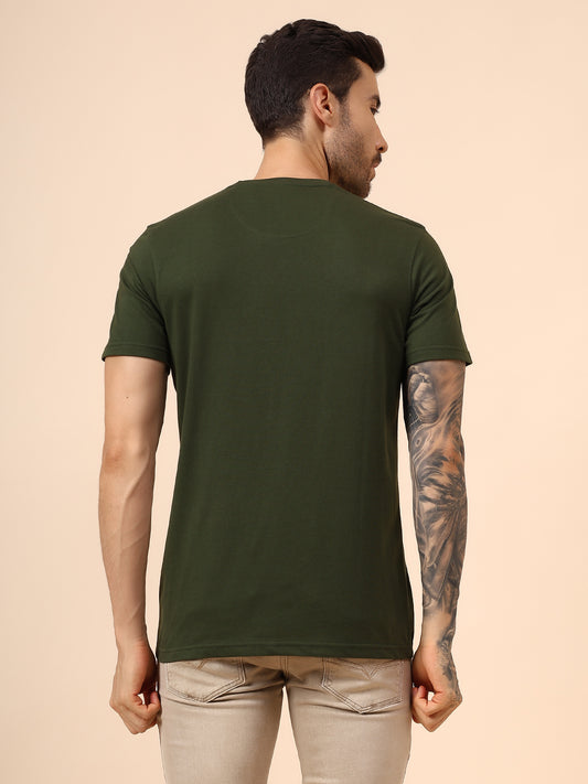 T-Shirt for Men | Breathable & Soft with Color Fastness Regular Fit Round Neck Poly Cotton Fabric Printed Pattern