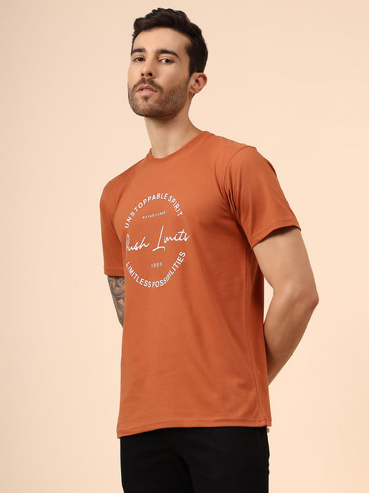 T-Shirt for Men | Breathable & Soft with Color Fastness Regular Fit Round Neck Poly Cotton Fabric Printed Pattern