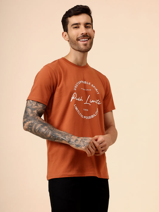 T-Shirt for Men | Breathable & Soft with Color Fastness Regular Fit Round Neck Poly Cotton Fabric Printed Pattern