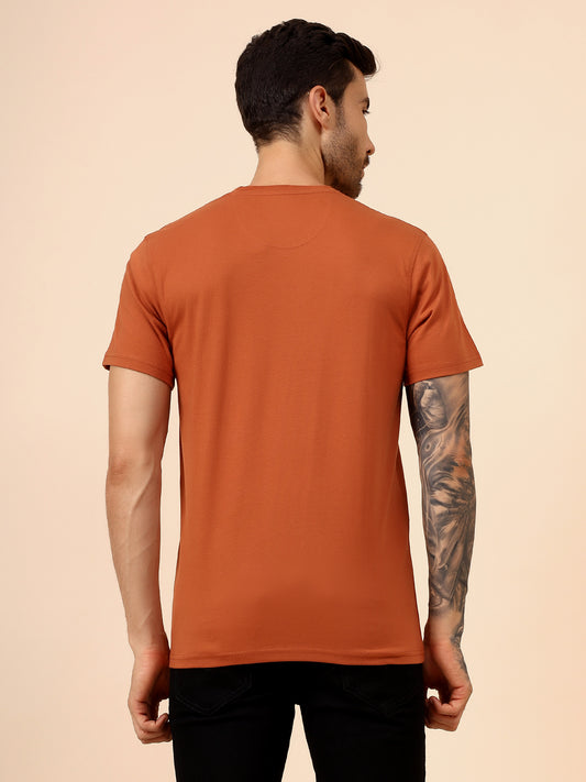 T-Shirt for Men | Breathable & Soft with Color Fastness Regular Fit Round Neck Poly Cotton Fabric Printed Pattern