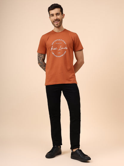 T-Shirt for Men | Breathable & Soft with Color Fastness Regular Fit Round Neck Poly Cotton Fabric Printed Pattern