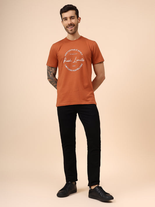 T-Shirt for Men | Breathable & Soft with Color Fastness Regular Fit Round Neck Poly Cotton Fabric Printed Pattern