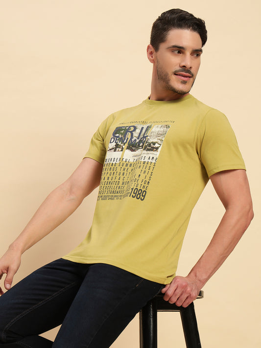 T-Shirt for Men | Breathable & Soft with Color Fastness Regular Fit Round Neck Poly Cotton Fabric Printed Pattern