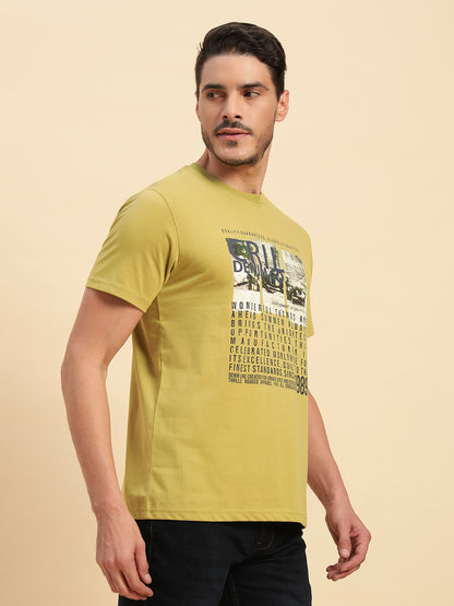 T-Shirt for Men | Breathable & Soft with Color Fastness Regular Fit Round Neck Poly Cotton Fabric Printed Pattern