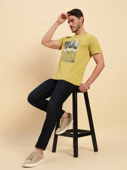 T-Shirt for Men | Breathable & Soft with Color Fastness Regular Fit Round Neck Poly Cotton Fabric Printed Pattern