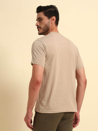 T-Shirt for Men | Breathable & Soft with Color Fastness Regular Fit Round Neck Poly Cotton Fabric Printed Pattern