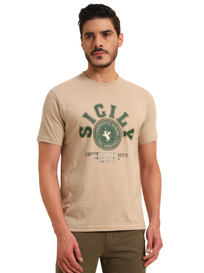 T-Shirt for Men | Breathable & Soft with Color Fastness Regular Fit Round Neck Poly Cotton Fabric Printed Pattern