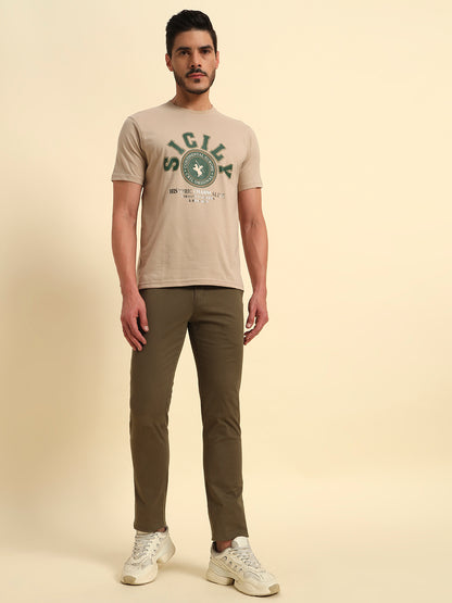 T-Shirt for Men | Breathable & Soft with Color Fastness Regular Fit Round Neck Poly Cotton Fabric Printed Pattern