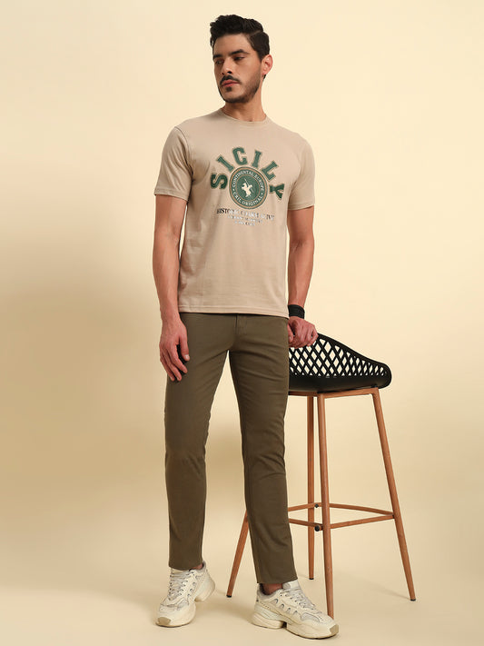 T-Shirt for Men | Breathable & Soft with Color Fastness Regular Fit Round Neck Poly Cotton Fabric Printed Pattern