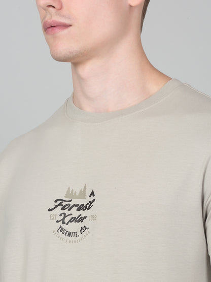 T-Shirt for Men | Breathable & Soft with Color Fastness Regular Fit Round Neck Cotton Blend Fabric Printed Pattern