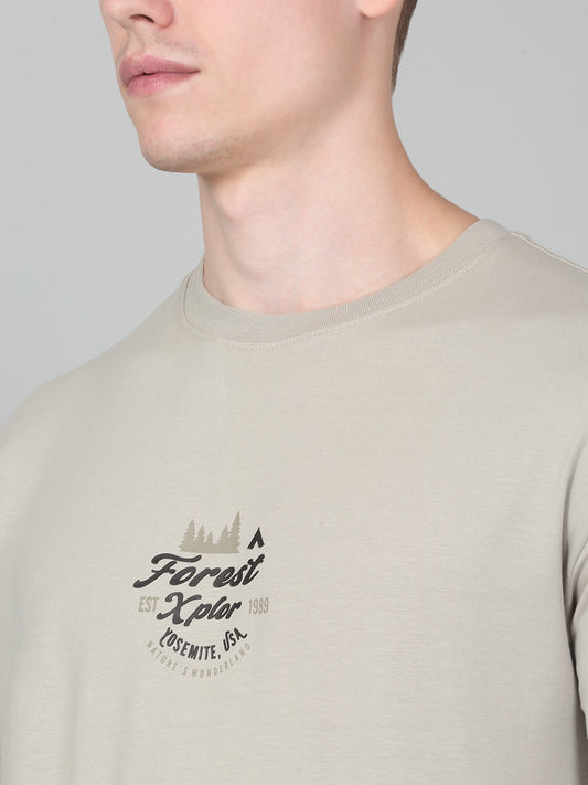 T-Shirt for Men | Breathable & Soft with Color Fastness Regular Fit Round Neck Cotton Blend Fabric Printed Pattern