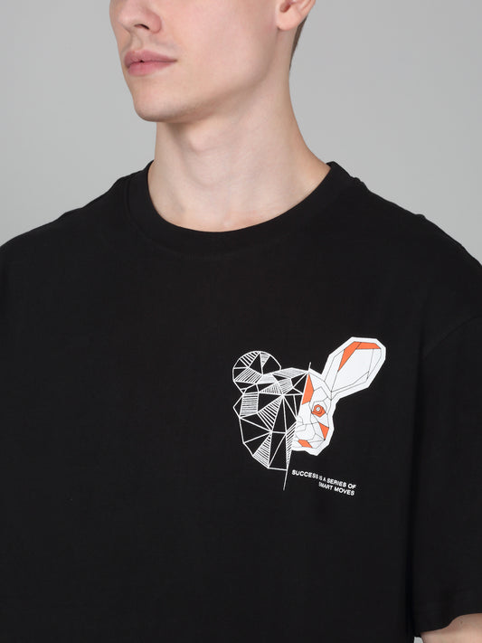 T-Shirt for Men | Breathable & Soft with Color Fastness Regular Fit Round Neck Poly Cotton Fabric Printed Pattern