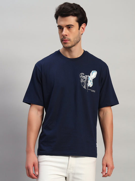 T-Shirt for Men | Breathable & Soft with Color Fastness Regular Fit Round Neck Poly Cotton Fabric Printed Pattern