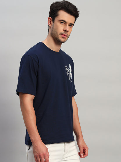 T-Shirt for Men | Breathable & Soft with Color Fastness Regular Fit Round Neck Poly Cotton Fabric Printed Pattern