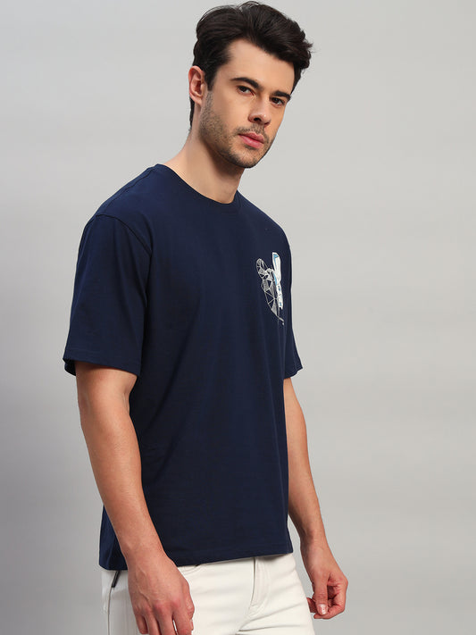 T-Shirt for Men | Breathable & Soft with Color Fastness Regular Fit Round Neck Poly Cotton Fabric Printed Pattern