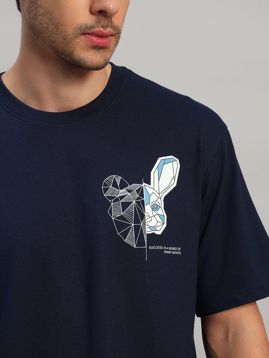 T-Shirt for Men | Breathable & Soft with Color Fastness Regular Fit Round Neck Poly Cotton Fabric Printed Pattern