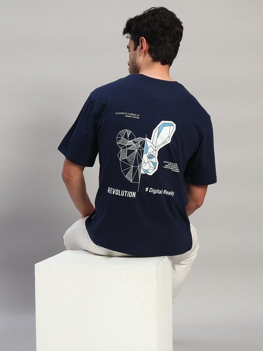 T-Shirt for Men | Breathable & Soft with Color Fastness Regular Fit Round Neck Poly Cotton Fabric Printed Pattern