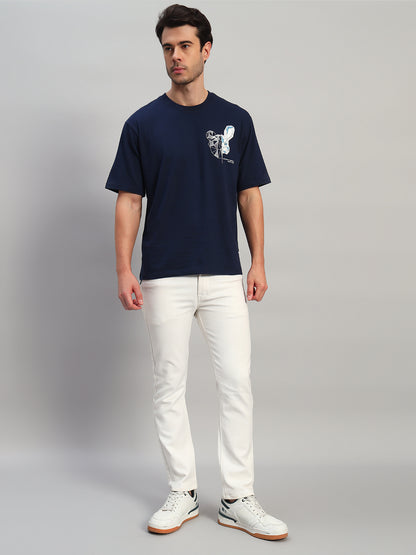 T-Shirt for Men | Breathable & Soft with Color Fastness Regular Fit Round Neck Poly Cotton Fabric Printed Pattern