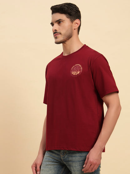 T-Shirt for Men | Breathable & Soft with Color Fastness Regular Fit Round Neck Poly Cotton Fabric Printed Pattern