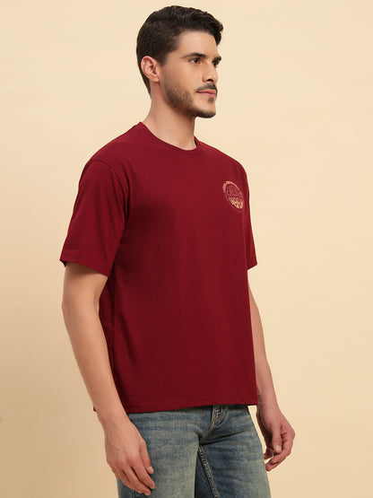 T-Shirt for Men | Breathable & Soft with Color Fastness Regular Fit Round Neck Poly Cotton Fabric Printed Pattern