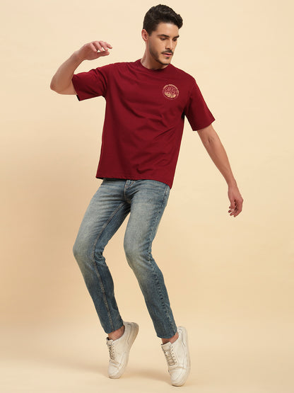 T-Shirt for Men | Breathable & Soft with Color Fastness Regular Fit Round Neck Poly Cotton Fabric Printed Pattern