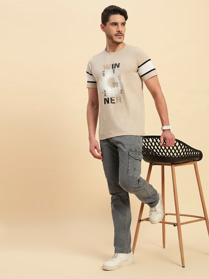 T-Shirt for Men | Breathable & Soft with Color Fastness Regular Fit Round Neck Poly Cotton Fabric Printed Pattern