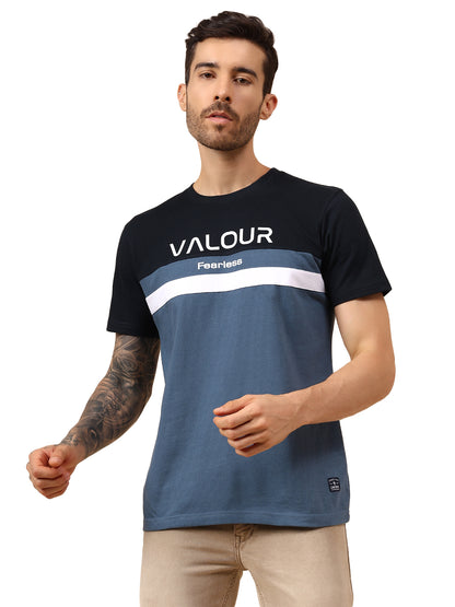 T-Shirt for Men | Breathable & Soft with Color Fastness Regular Fit Round Neck Poly Cotton Fabric Colour Block Pattern