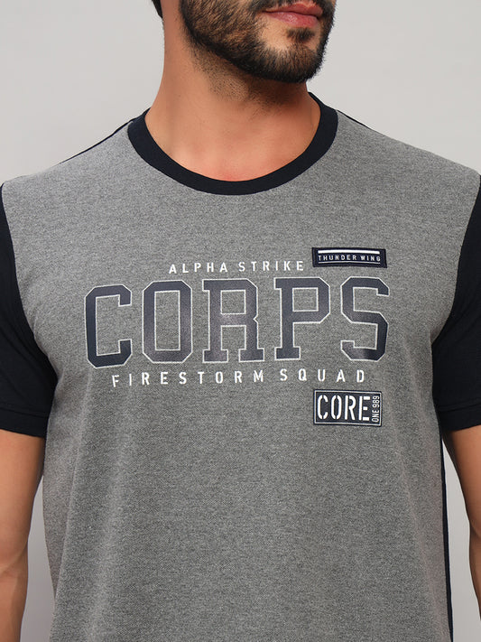 T-Shirt for Men | Breathable & Soft with Color Fastness Regular Fit Round Neck Poly Cotton Fabric Printed Pattern