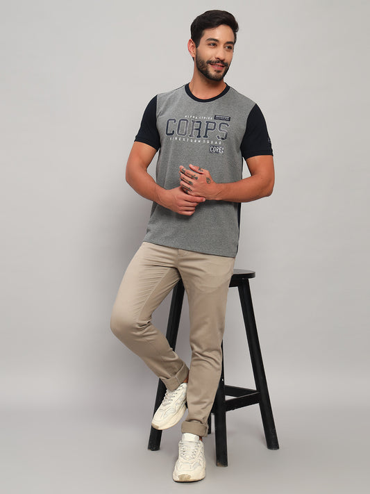 T-Shirt for Men | Breathable & Soft with Color Fastness Regular Fit Round Neck Poly Cotton Fabric Printed Pattern