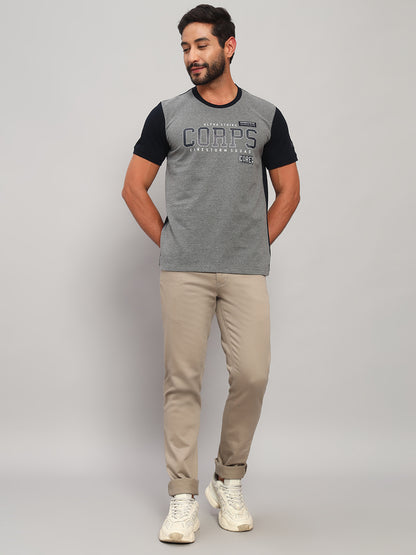 T-Shirt for Men | Breathable & Soft with Color Fastness Regular Fit Round Neck Poly Cotton Fabric Printed Pattern