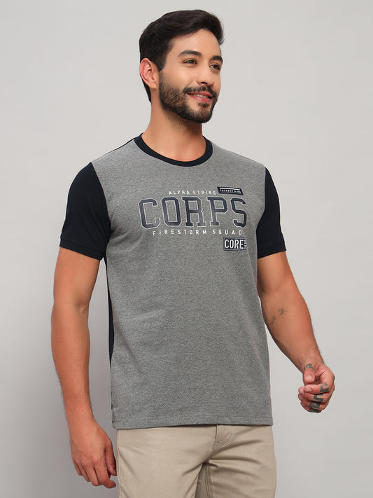 T-Shirt for Men | Breathable & Soft with Color Fastness Regular Fit Round Neck Poly Cotton Fabric Printed Pattern