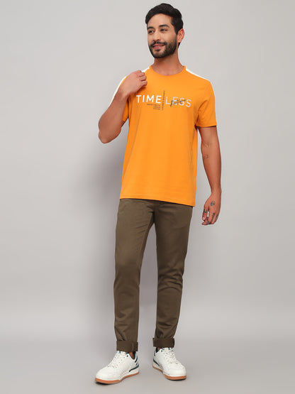 T-Shirt for Men | Breathable & Soft with Color Fastness Regular Fit Round Neck Cotton Blend Fabric Printed Pattern