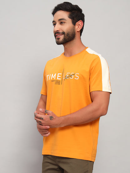 T-Shirt for Men | Breathable & Soft with Color Fastness Regular Fit Round Neck Cotton Blend Fabric Printed Pattern