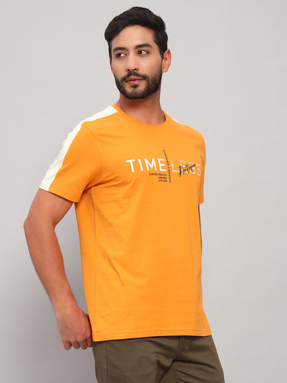 T-Shirt for Men | Breathable & Soft with Color Fastness Regular Fit Round Neck Cotton Blend Fabric Printed Pattern