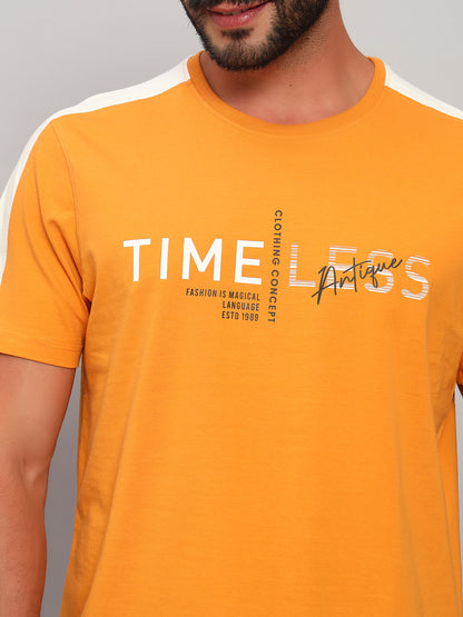 T-Shirt for Men | Breathable & Soft with Color Fastness Regular Fit Round Neck Cotton Blend Fabric Printed Pattern