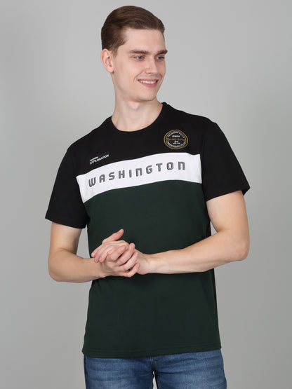 T-Shirt for Men | Breathable & Soft with Color Fastness Regular Fit Round Neck Poly Cotton Fabric Printed Pattern