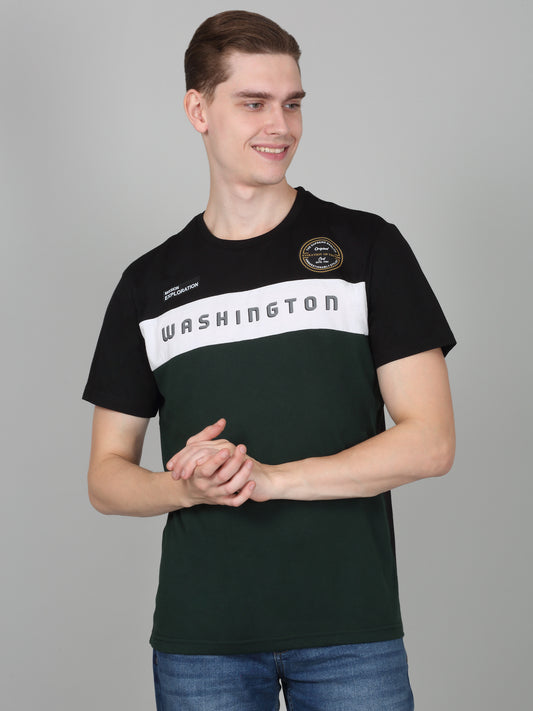 T-Shirt for Men | Breathable & Soft with Color Fastness Regular Fit Round Neck Poly Cotton Fabric Printed Pattern