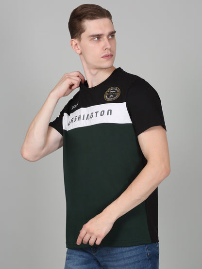 T-Shirt for Men | Breathable & Soft with Color Fastness Regular Fit Round Neck Poly Cotton Fabric Printed Pattern