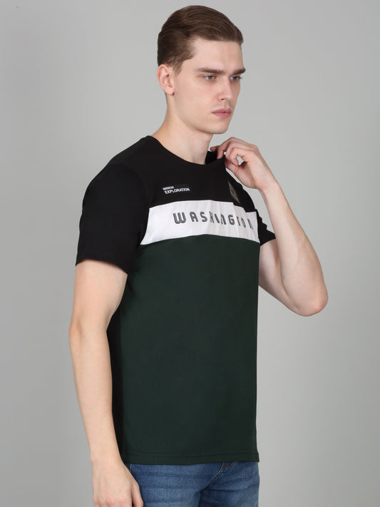 T-Shirt for Men | Breathable & Soft with Color Fastness Regular Fit Round Neck Poly Cotton Fabric Printed Pattern