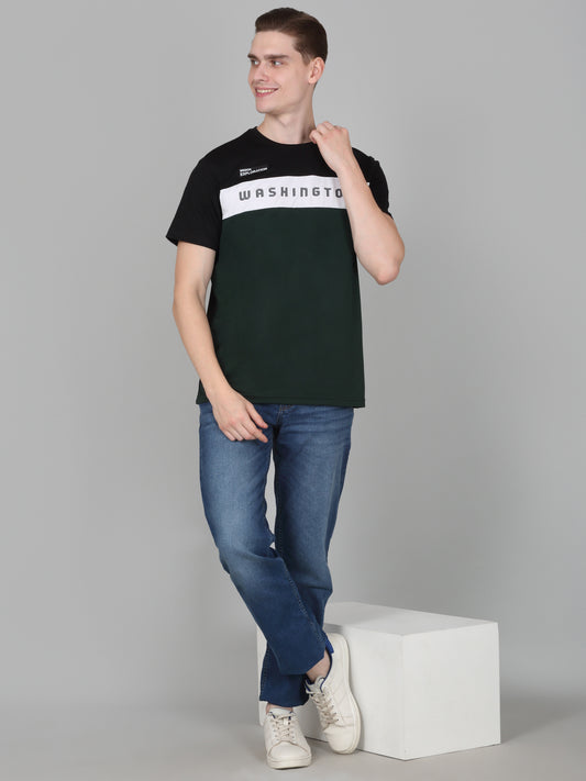 T-Shirt for Men | Breathable & Soft with Color Fastness Regular Fit Round Neck Poly Cotton Fabric Printed Pattern